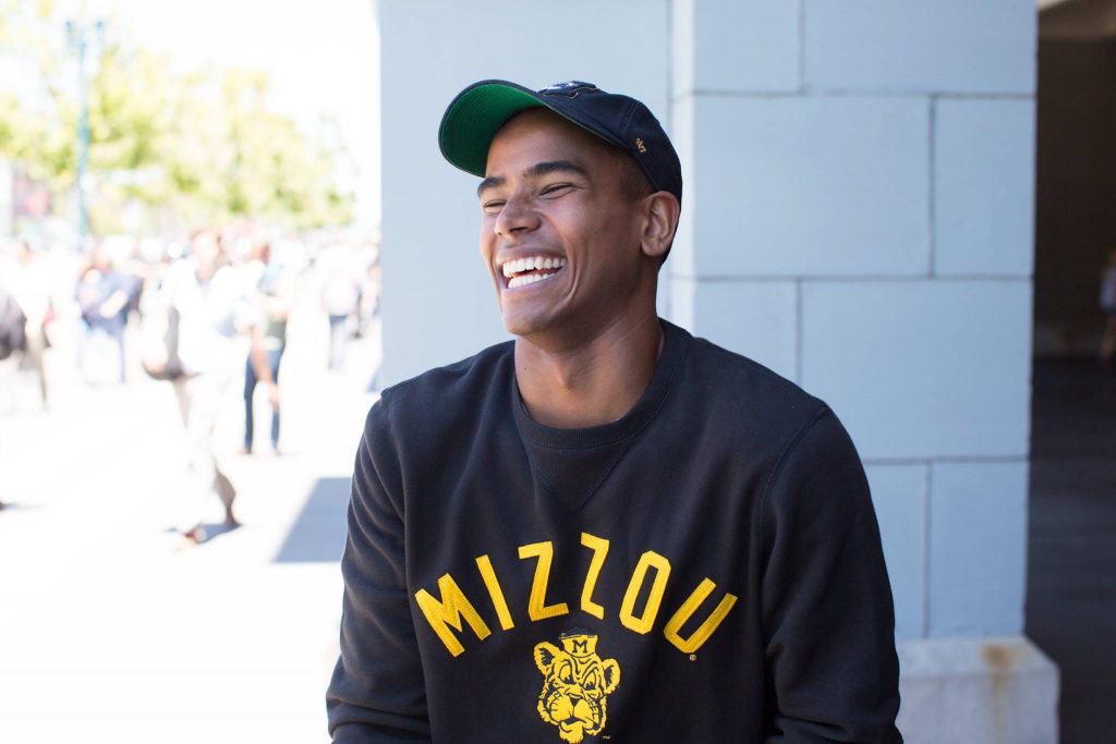 Man wearing sailor tiger sweatshirt