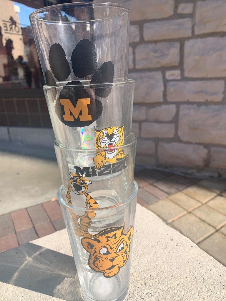 Glass cups with vintage marks. 